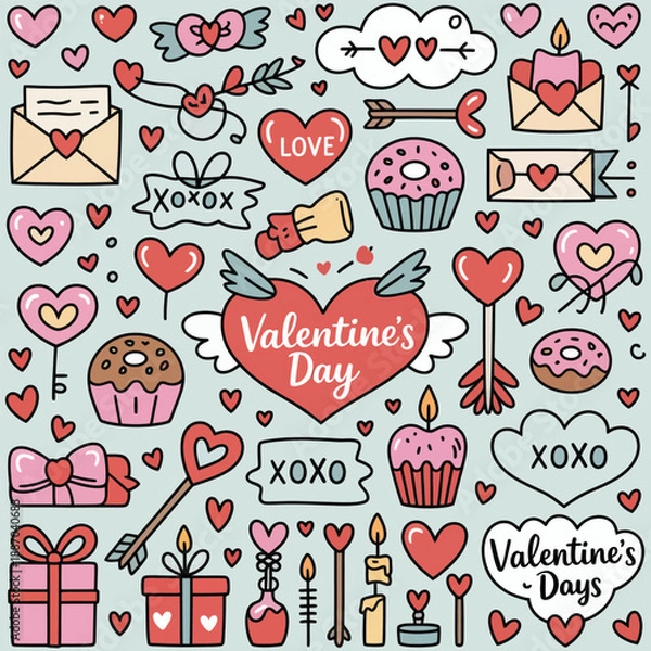 Obraz Valentine Love Seamless Pattern Vector