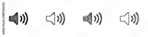 Obraz Sketch speaker icon design set