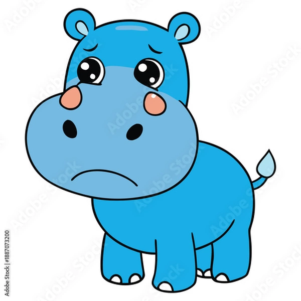 Obraz Cute little crying hippo character