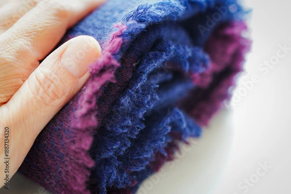 Obraz 白背景の羊毛のマフラーのテクスチャ