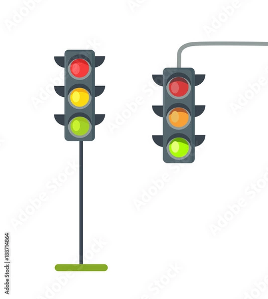 Obraz Icons of Traffic Lights Isolated Vector on White