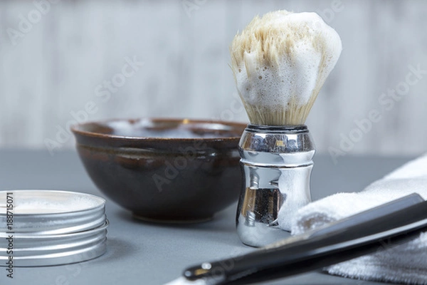 Obraz Shaving soap and razor