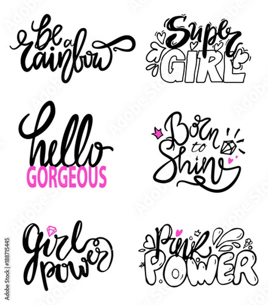 Obraz Girlish Graffiti Signs Vector Illustration Slogan