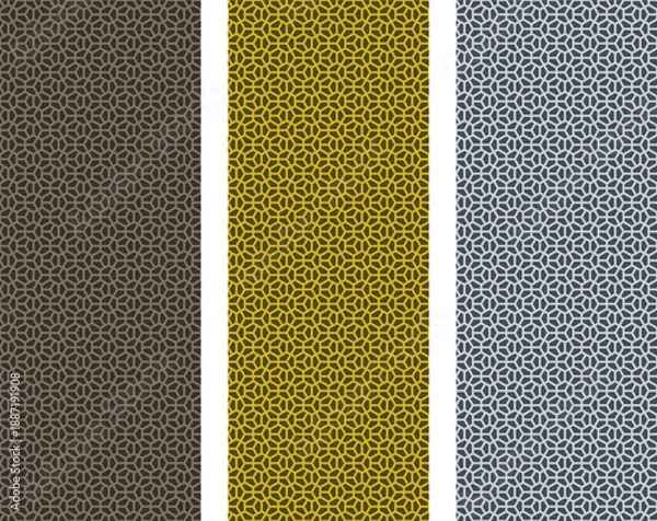 Obraz brown yellow gray seamless patterns with white stripes