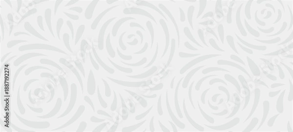 Obraz Gray swirling floral pattern on white background