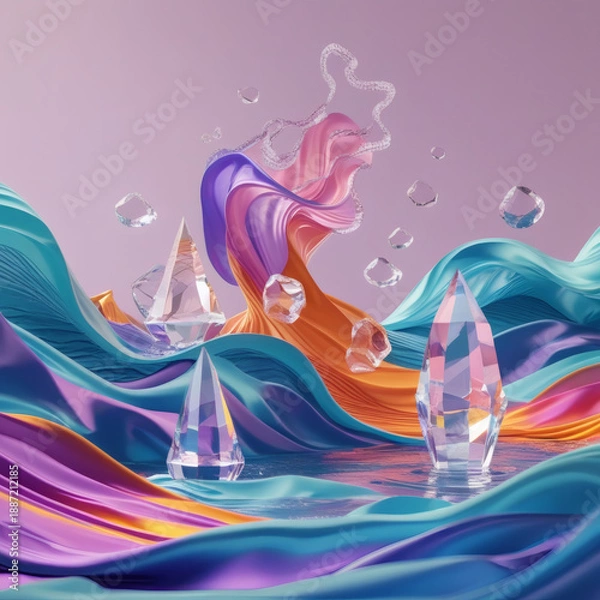 Obraz crystals in silk fabric