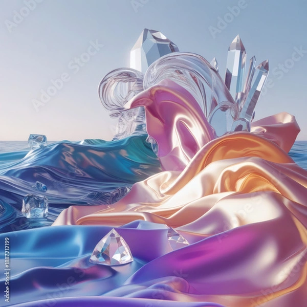 Obraz crystals in silk fabric