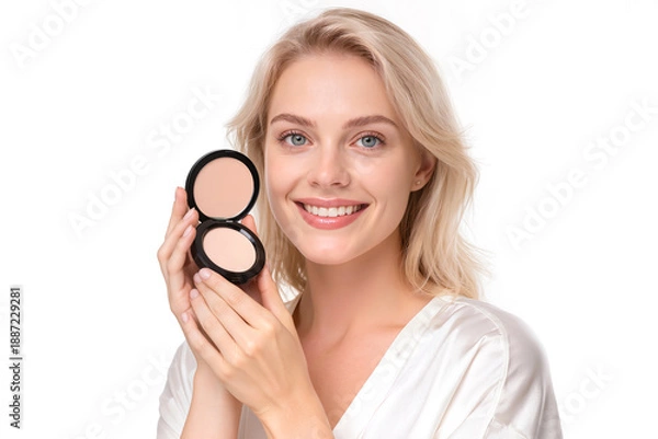 Obraz Beauty Model with Compact Powder