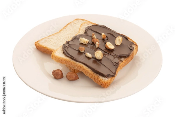 Fototapeta Toasts with raspberry jam isolated on white background