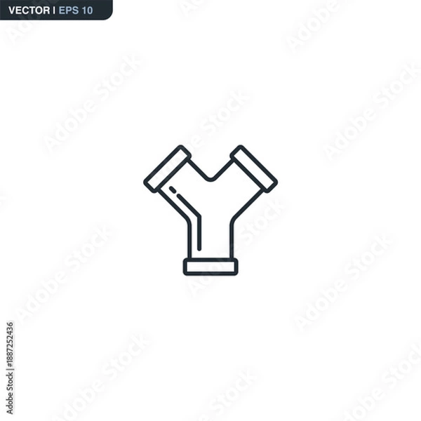 Obraz Tee fitting pipe, linear style sign for mobile concept and web design