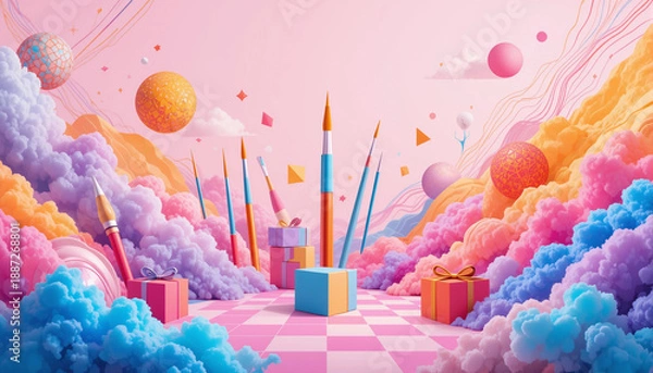 Obraz abstract background with colorful clouds