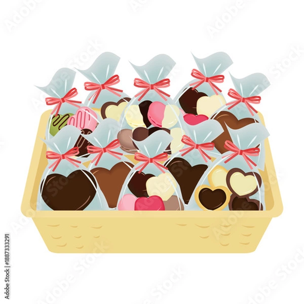Obraz バスケットに入ったバレンタインチョコ