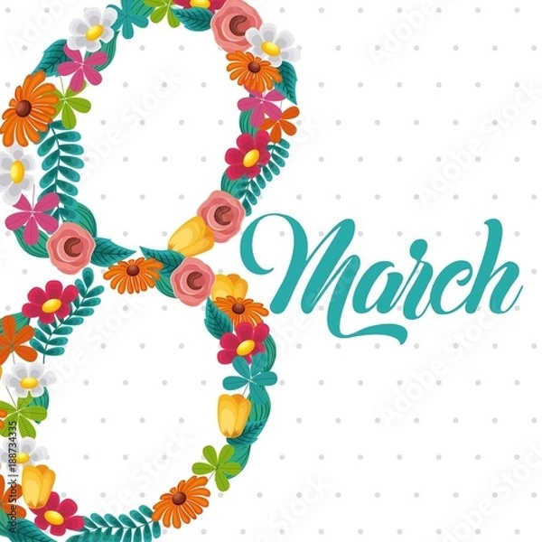 Obraz march 8 international womens day greeting card floral image vector illustration