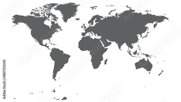 Fototapeta World Map Silhouette Vector Illustration