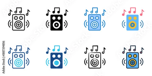 Obraz Sound system icons set multiple style collection. Editable stroke 
