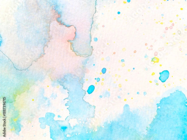 Fototapeta 水彩テクスチャ 水色 ピンク 背景素材 パステルカラーしぶき 模様 春	
