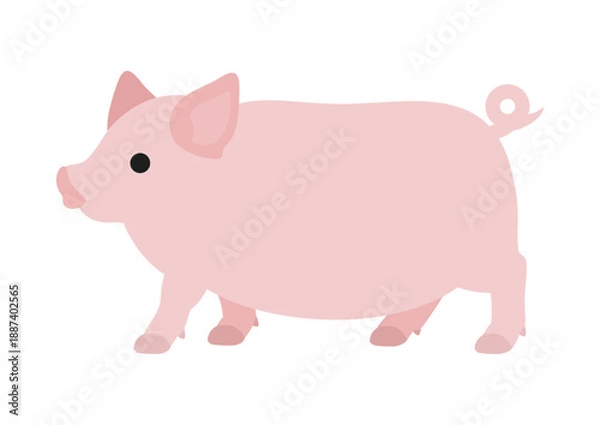 Obraz 前足を出した豚の横向きイラスト