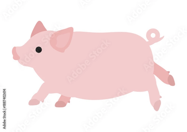 Obraz トコトコ走る豚のイラスト