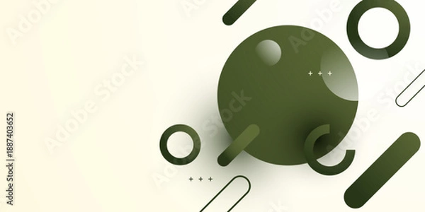 Fototapeta Abstract bright background with overlap geometric green circle and rectangle pattern design.