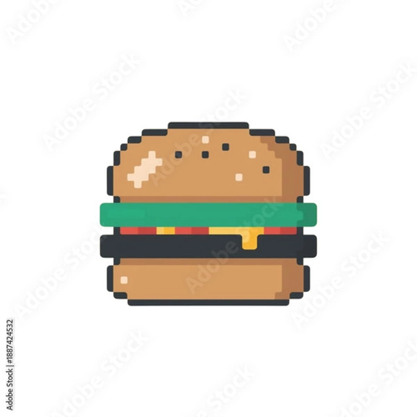 Obraz Pixel Burger Icon