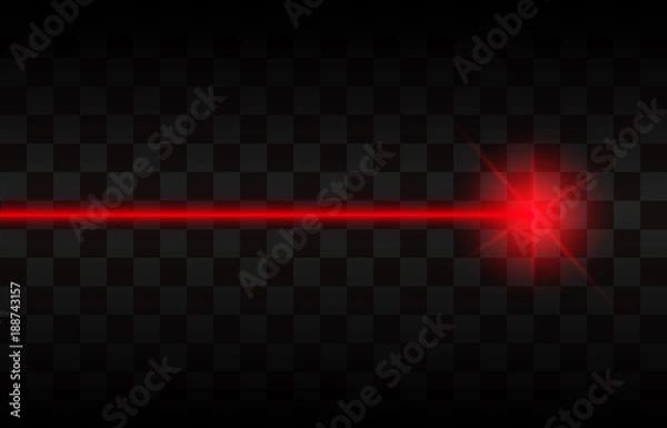 Obraz Abstract red laser beams. Isolated on transparent black background. Vector illustration, eps 10