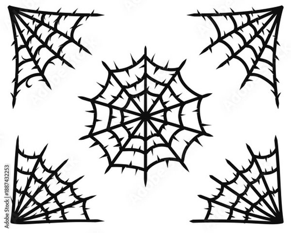 Obraz Gothic black and white spider web with spike set