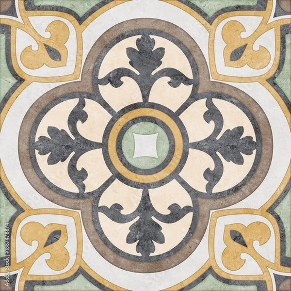 Obraz vintage ceramic tile background with floral pattern