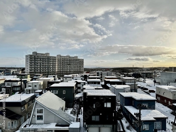 Obraz 雪が積もった郊外の住宅街