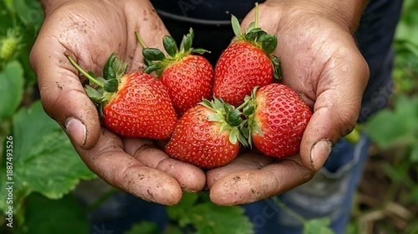 Obraz Fresh strawberries in hands