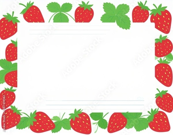 Obraz いちごの四角いフレーム