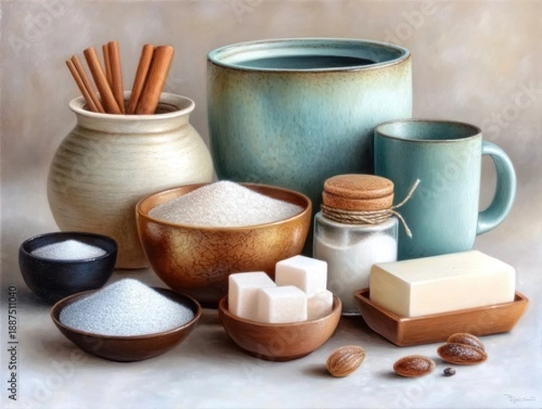 Obraz Baking Ingredients Still Life - Culinary Art Composition