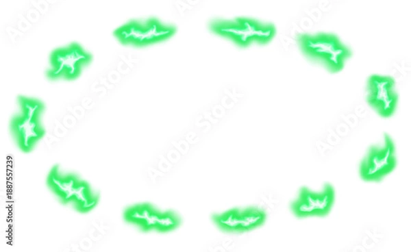 Fototapeta Green Flame Ring Frame Effect with Burning Fire