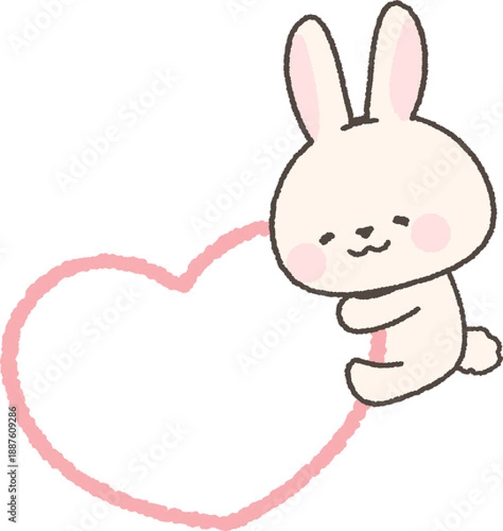 Obraz ハートに抱きつく白うさぎ