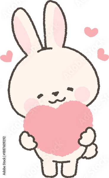 Obraz ハートを持つ白うさぎ
