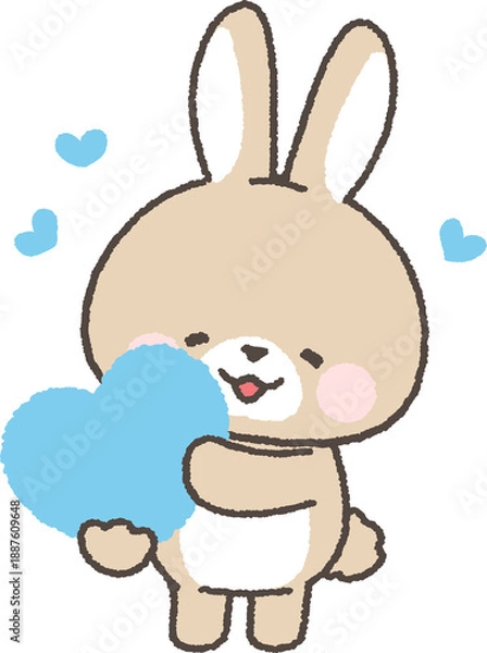 Obraz ハートを持つ茶色のうさぎ