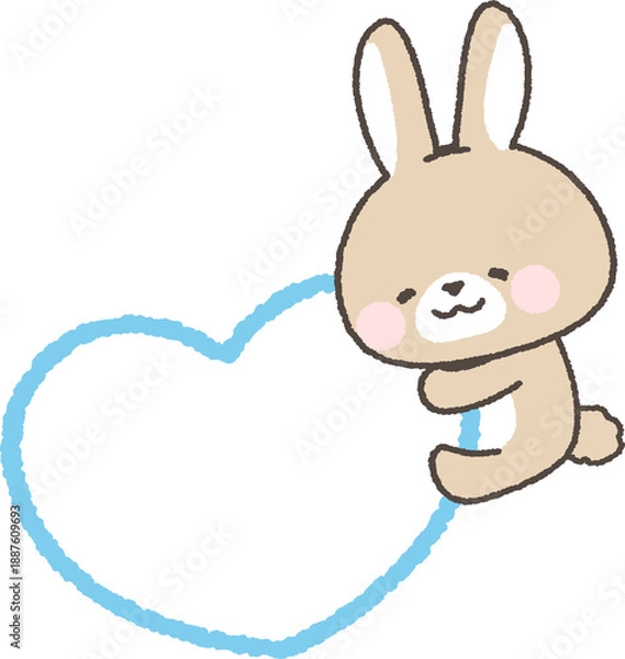 Obraz ハートに抱きつく茶色のうさぎ