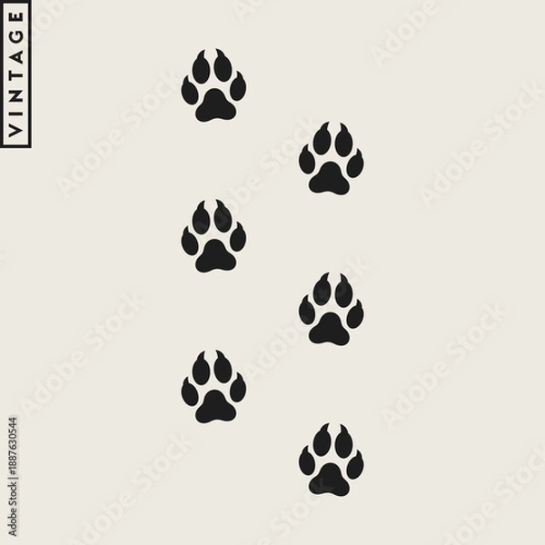 Obraz Animal paw prints vector