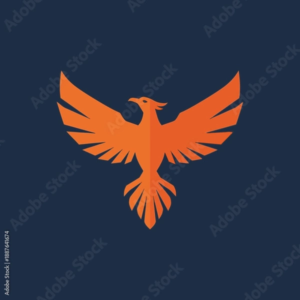 Obraz Stylized orange eagle emblem on a dark background.