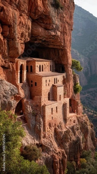 Obraz Stunning cliffside monastery amid rocky mountains