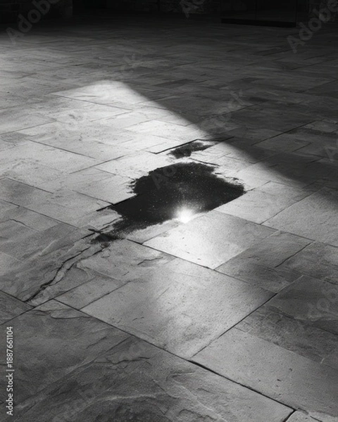 Obraz Abstract stone floor with water reflection and dramatic light shadow
