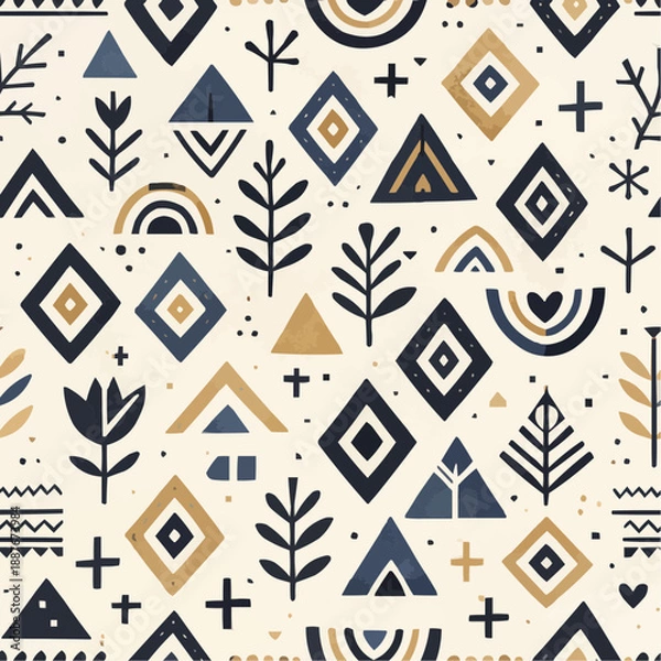 Fototapeta 北欧　模様　柄　幾何学 パターン　背景／包装紙・壁紙素材
