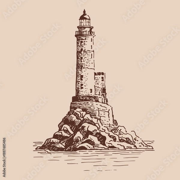 Obraz Lighthouse. Hand drawn vector illustration.