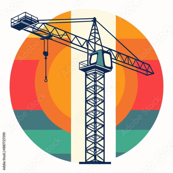 Obraz Construction crane at sunset