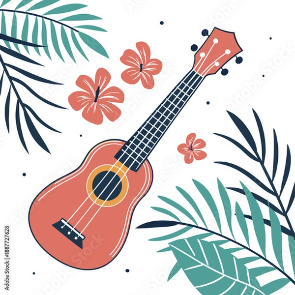 Obraz Tropical ukulele illustration