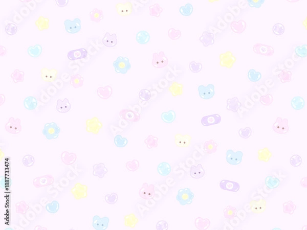 Obraz 4:3 ぷっくりかわいいイラストパターン♪