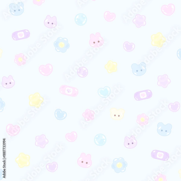 Obraz ぷっくりかわいいイラストスクエアパターン★