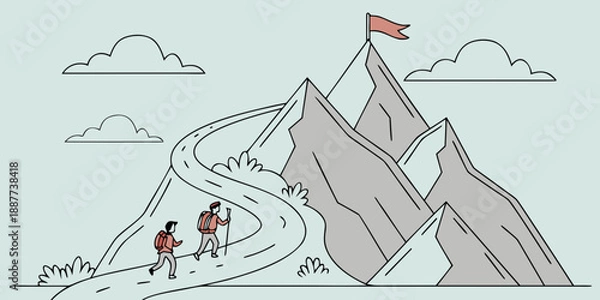 Obraz Hikers on a mountain path