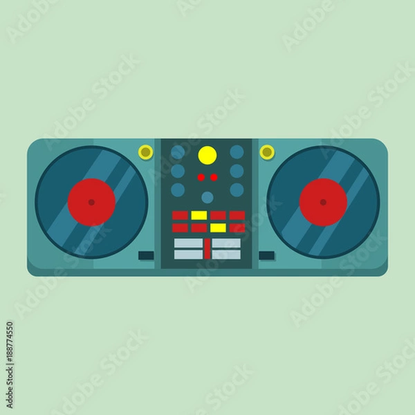Fototapeta Live DJ Set Turntable Vector Illustration Graphic