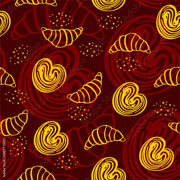 Obraz Bakery seamless vector pattern. Bakery hand drawn pattern in doodle style