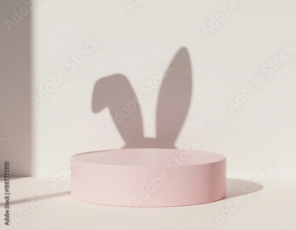 Fototapeta Soft pink surface casting bunny shadow.